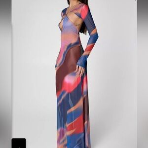 NWT Nasty Gal mesh cutout maxi dress